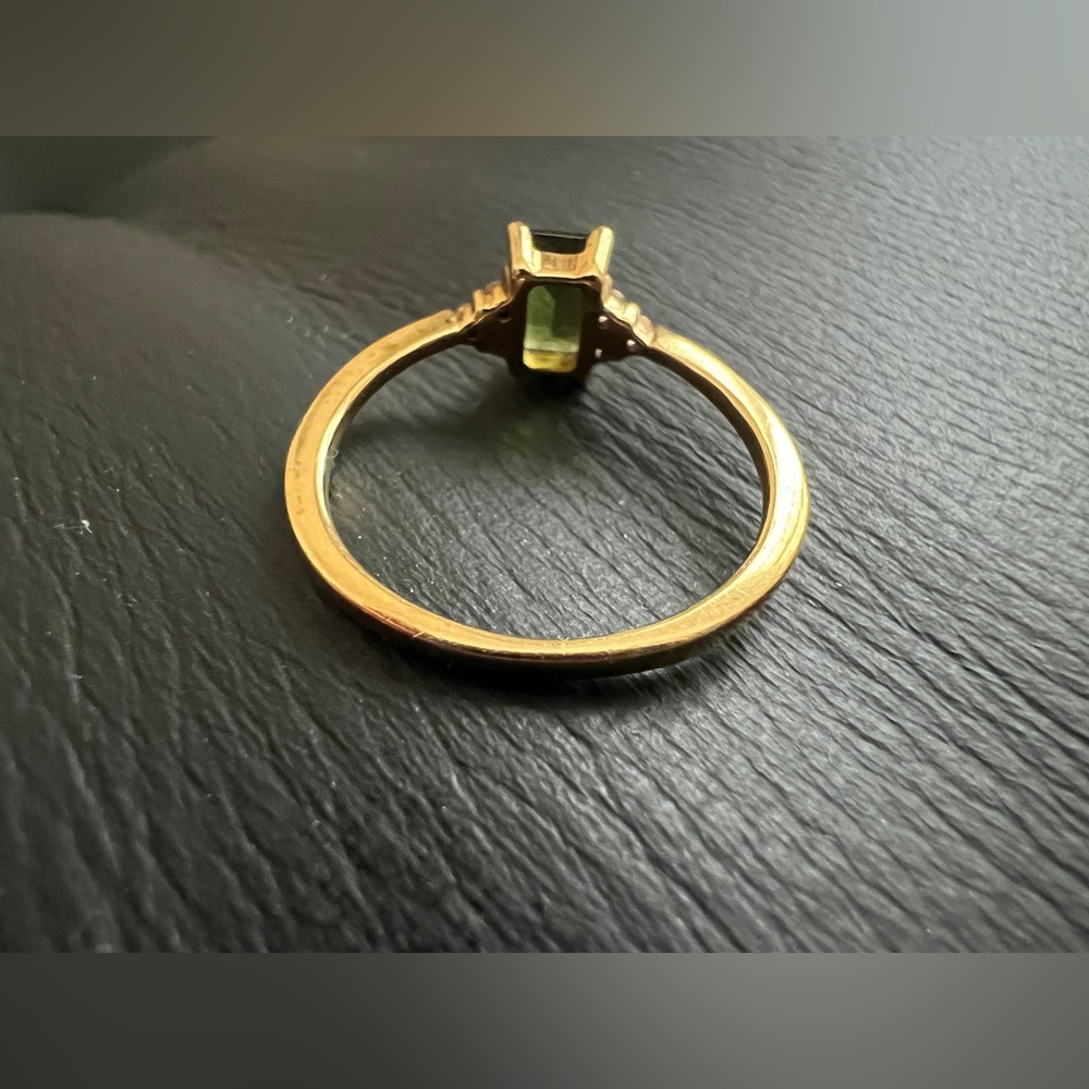 Aurate Vintage Inspired Emerald Cut ring green tourmaline 6 - Picture 6 of 7